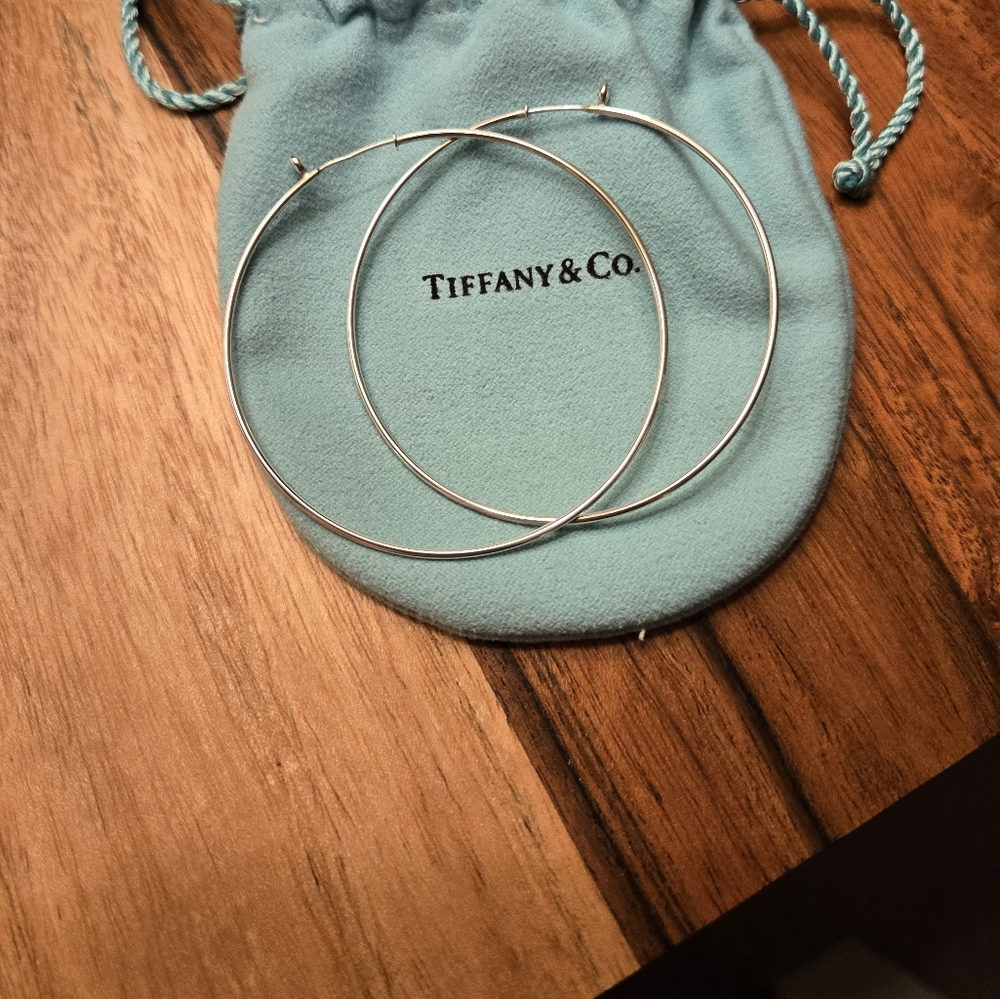 Tiffany hoops. Silver hoops with .10 carrot diamonds. Very fragile earrings.